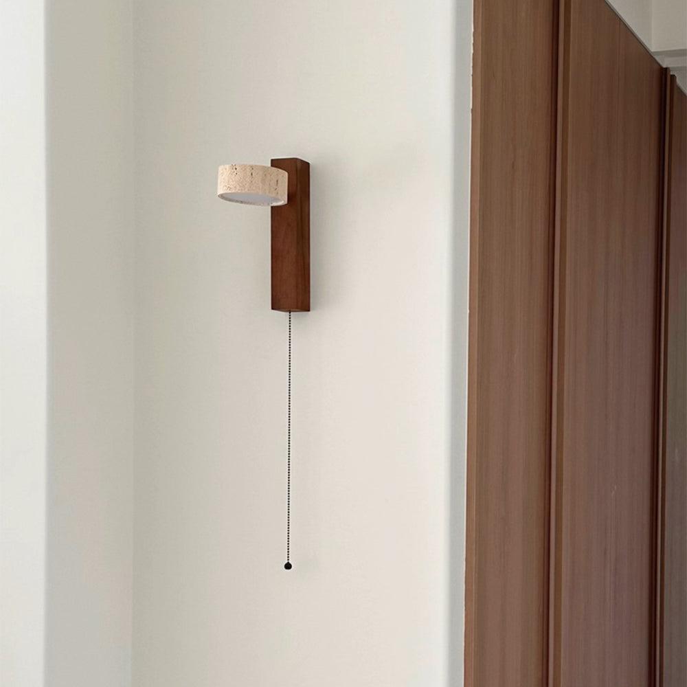 Ritta Wall Light Travertine Wood - Lamp Copper