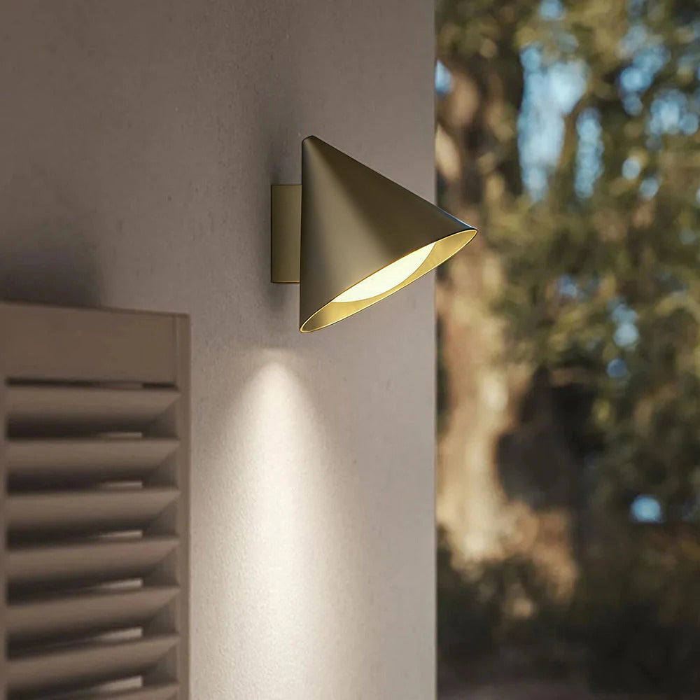 Ray Modern Minimalist Cone Metal Outdoor Waterproof Wall Lamp，Black/Gold