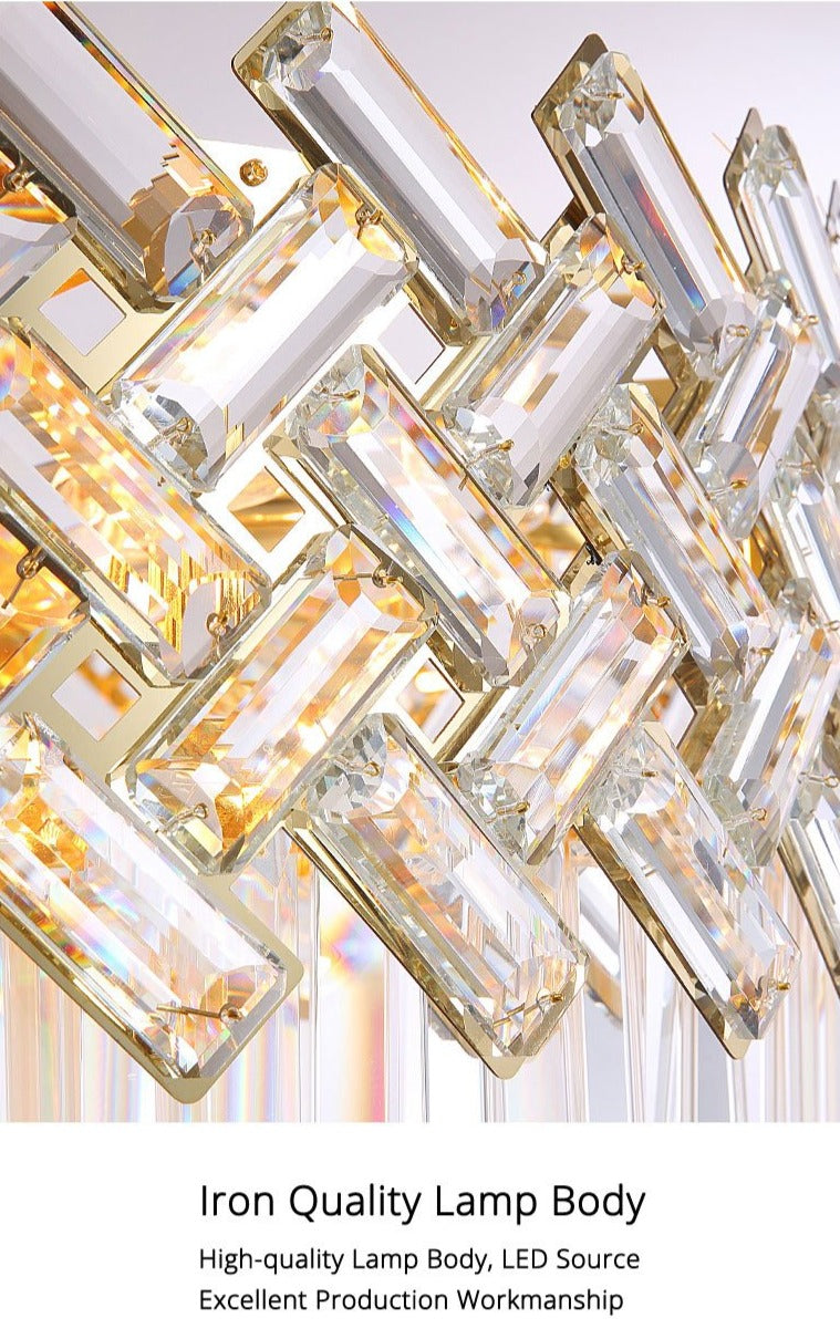 Kristy Luxury Gold Chandelier, Crystal & Metal - Lamp Copper