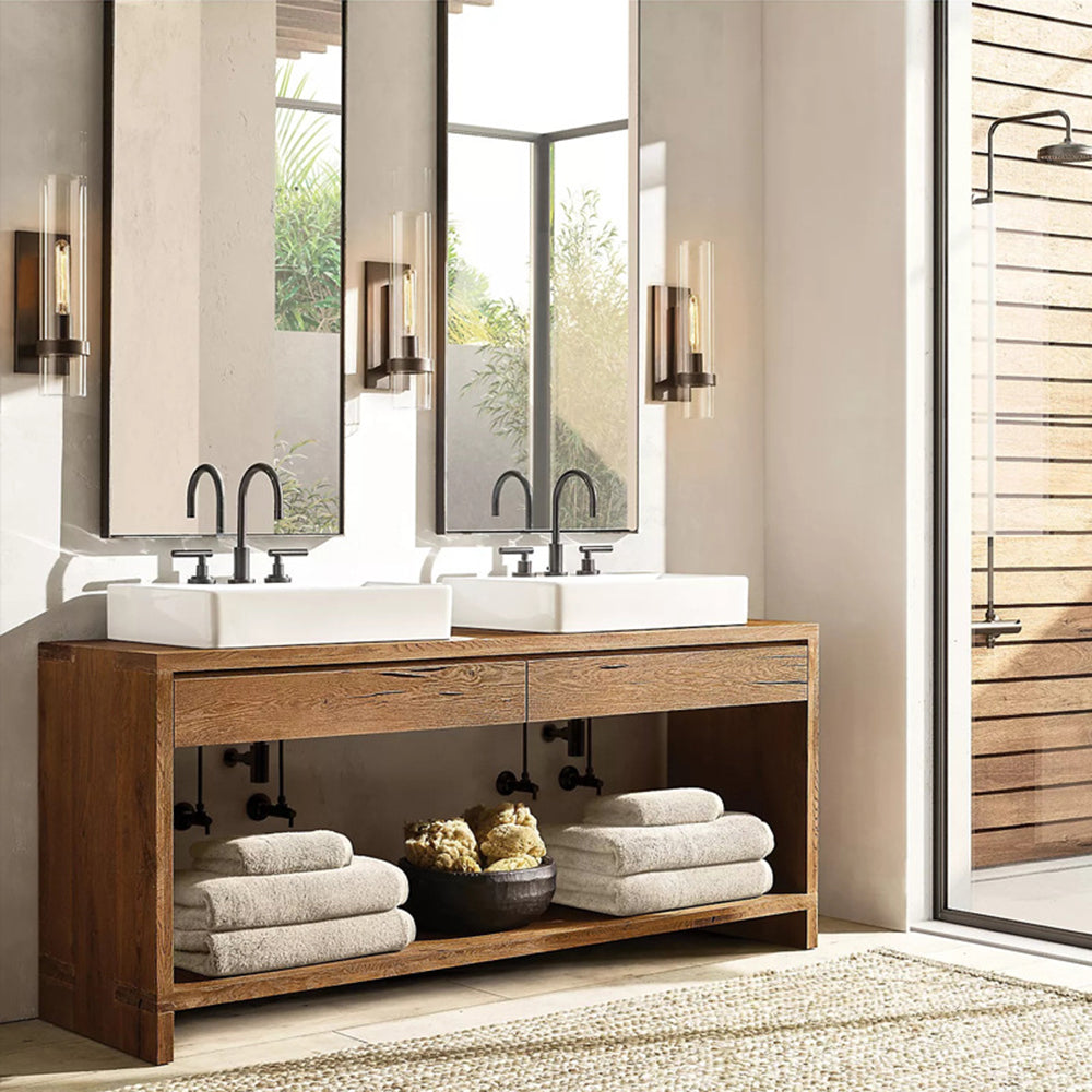 Enya Glass Cylinder Modern Wall Light - Lamp Copper