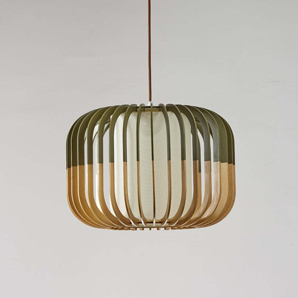 Muto Modern Birdcage Wood Pendant Light - Lamp Copper