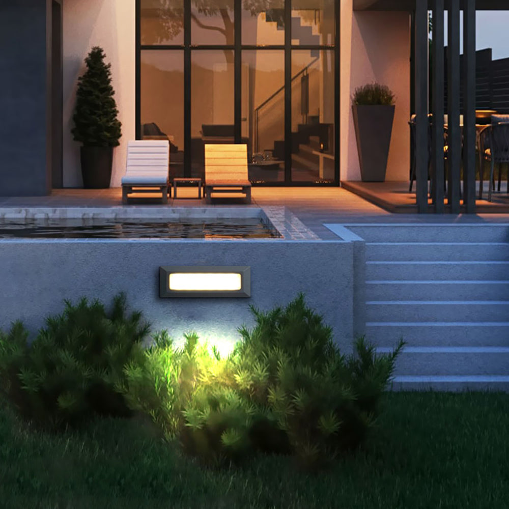 Ray Modern Metal Rectangular Outdoor Deck/Step Light, Black - Lamp Copper