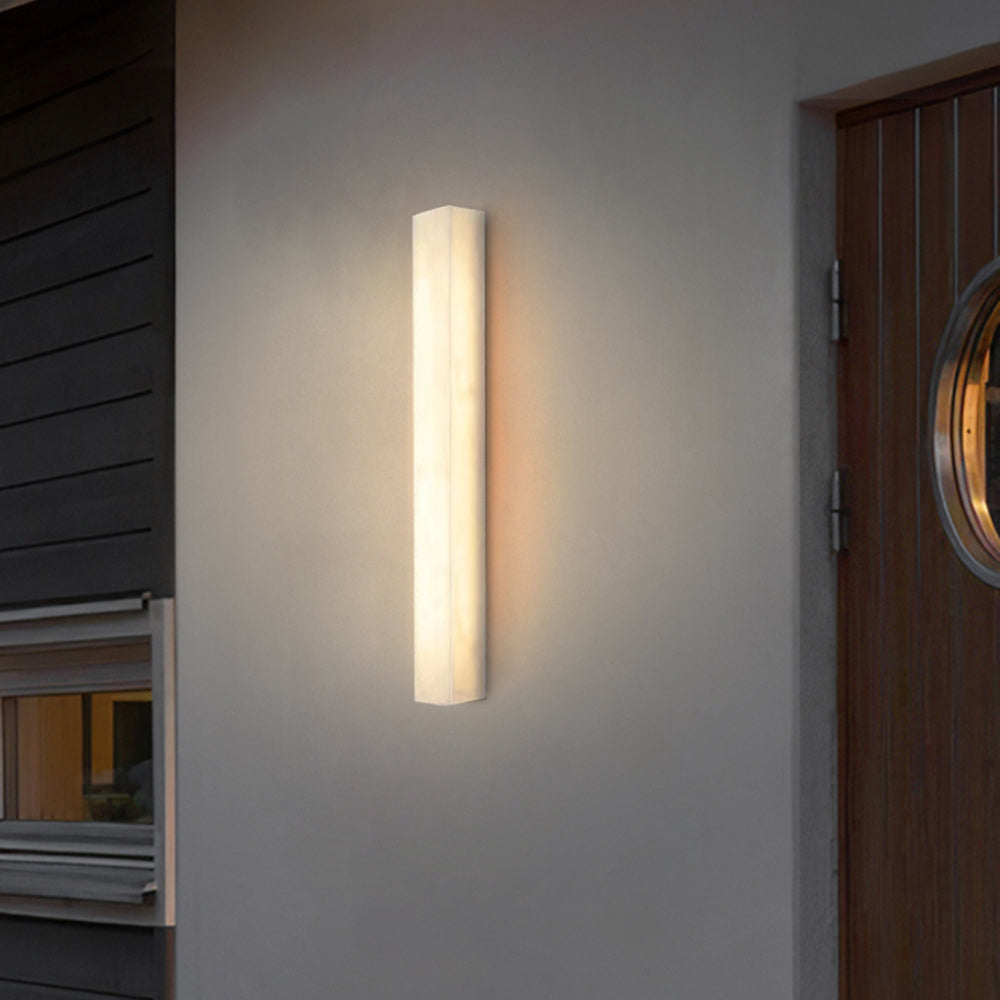 Ayen Modern Rectangular Resin Outdoor Wall Lamp, White - Lamp Copper