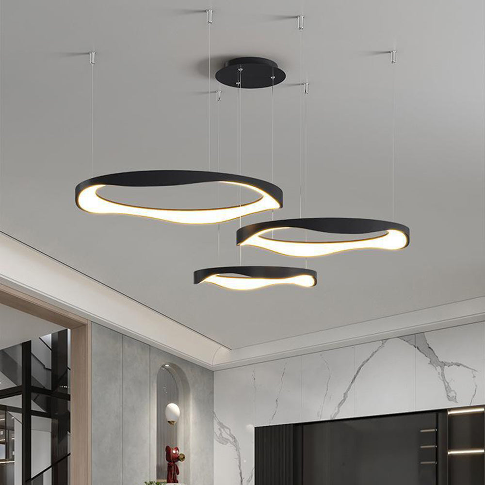 Arisha Pendant Light Rond Modern, Black/White, Dining Room - Lamp Copper