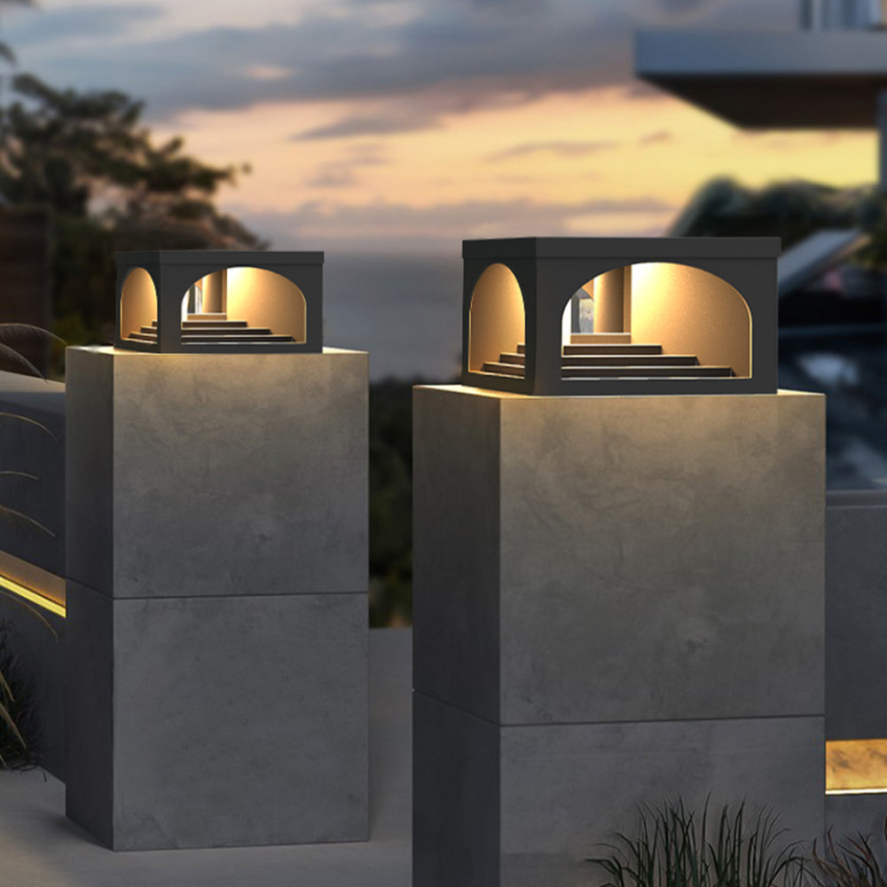Ray Modern Stair Metal Solar Outdoor Pier-Mount Pillar Light - Lamp Copper