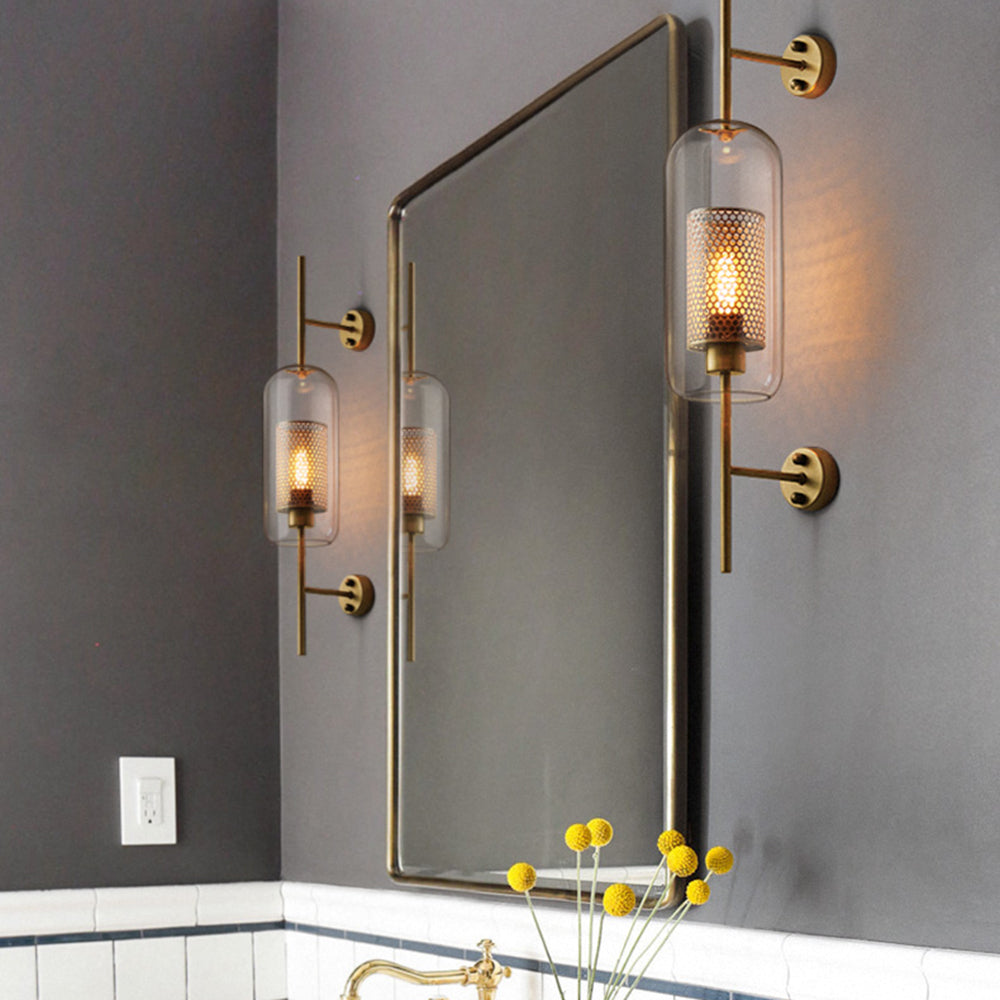 Kiri Industrial Classy Global Clear Glass Wall Lamp - Lamp Copper