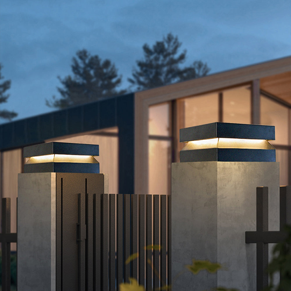 Axion Modern Concave Metal Black Outdoor Lamps, Solar - Lamp Copper