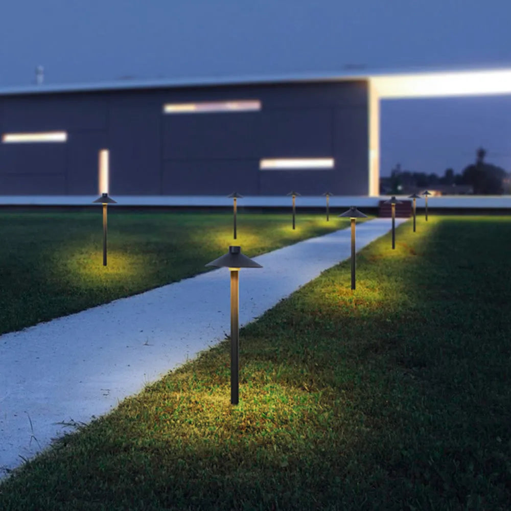 Drex Contemporary Metal Cap-Shaped Outdoor Path Light, Black - Lamp Copper