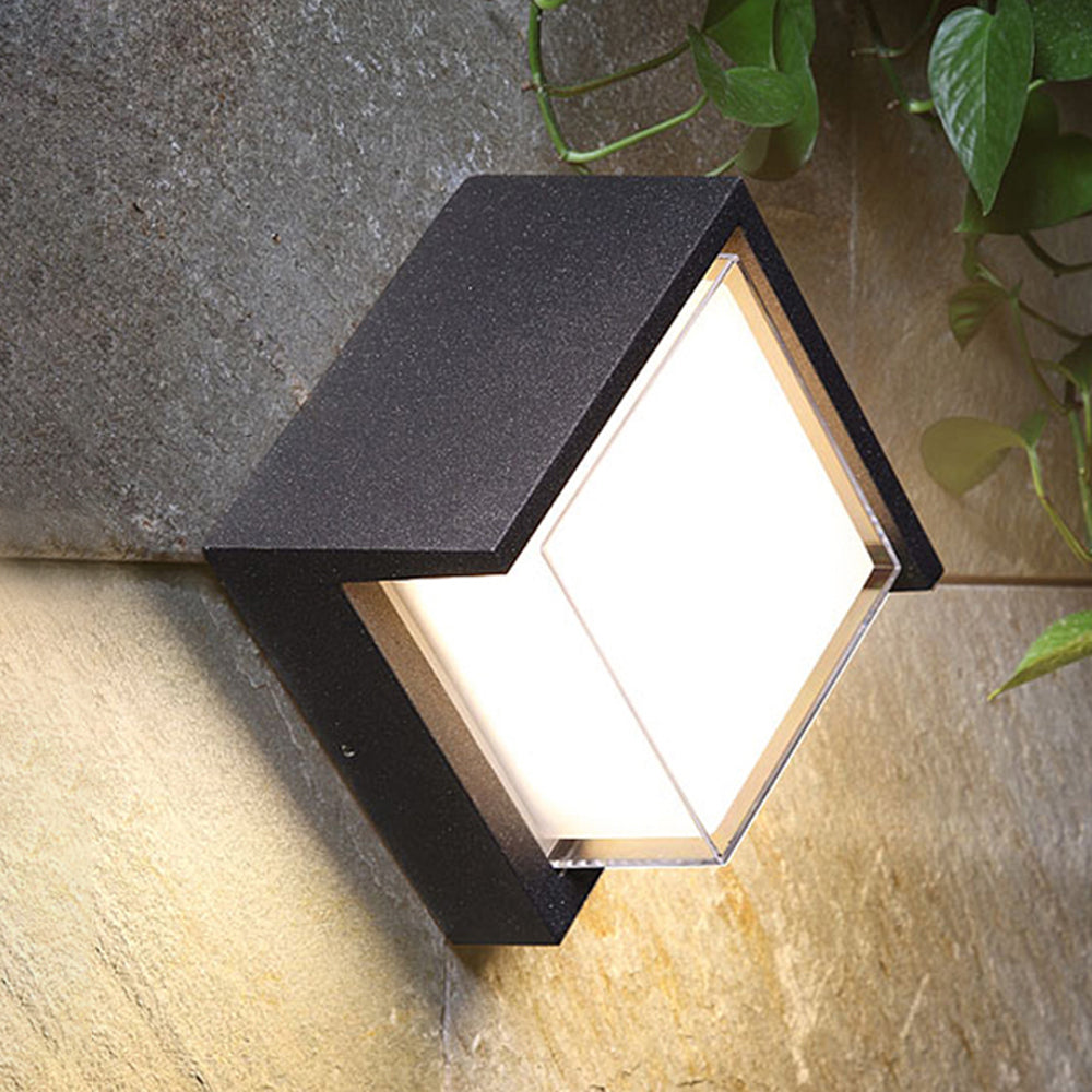 Ray Modern Round/Rectangular Metal/Acrylic Outdoor Wall Lamp, Black - Lamp Copper