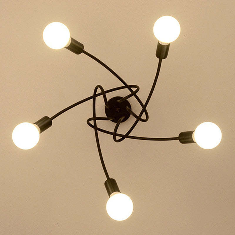 Arisha Modern Linear Curve Metal Ceiling Light, Dining Room/Living Room - Lamp Copper
