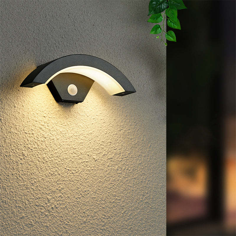 Elvon Nordic Arc Waterproof LED Outdoor Wall Lamp, Black - Lamp Copper