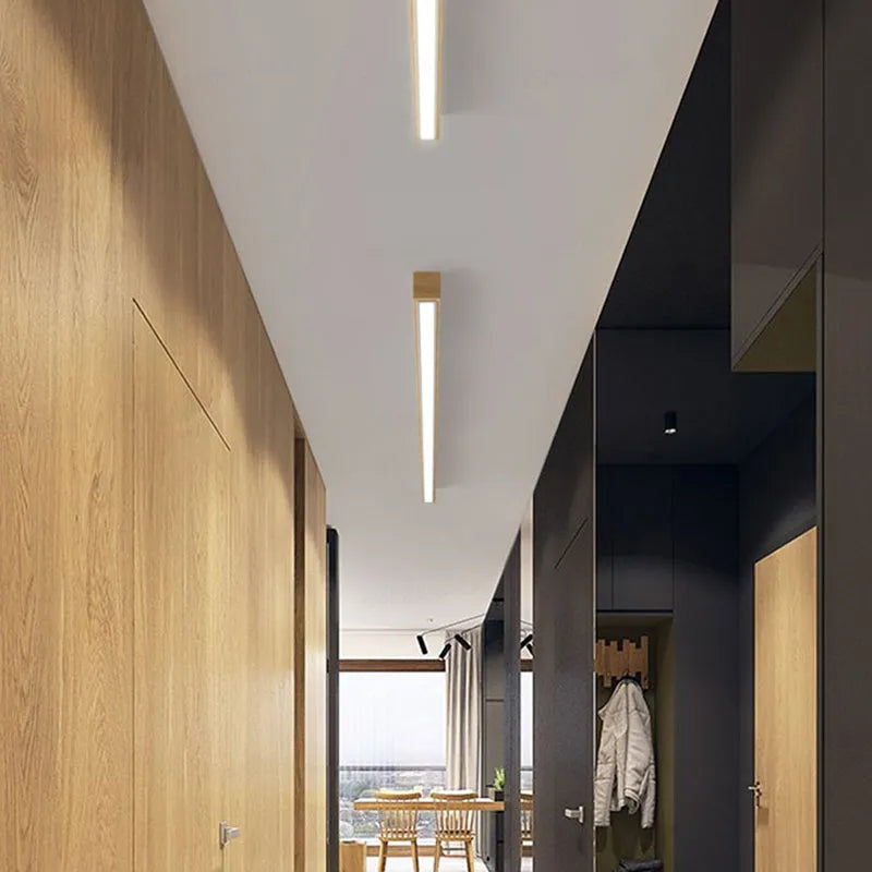 Arisha Linear Slim Ceiling Light, Wood - Lamp Copper