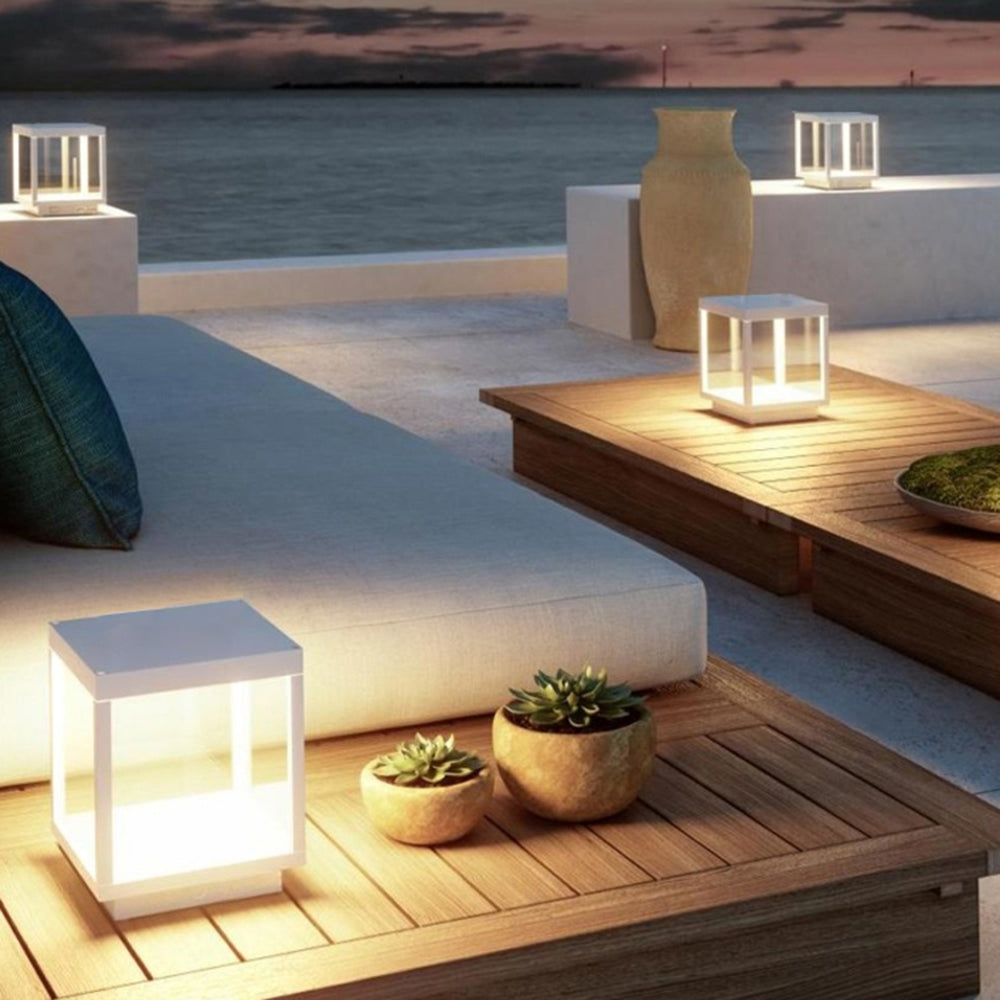 Ferra Contemporary Solar Rechargeable Outdoor Floor Lamp - Lamp Copper