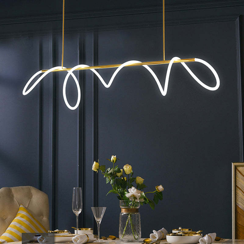 Arisha Curved & Linear Semi Flush Mount Ceiling Light, Gold - Lamp Copper