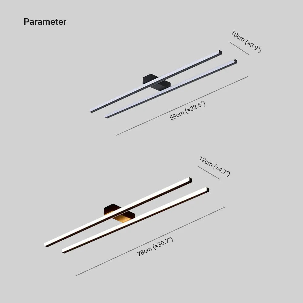 Arisha Modern Minimaliste Flush Mount Ceiling Light, Double-Linear - Lamp Copper