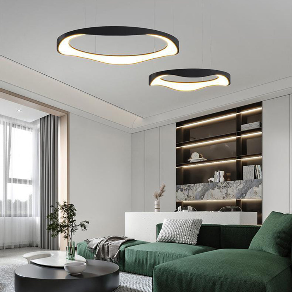 Arisha Pendant Light Rond Modern, Black/White, Dining Room - Lamp Copper