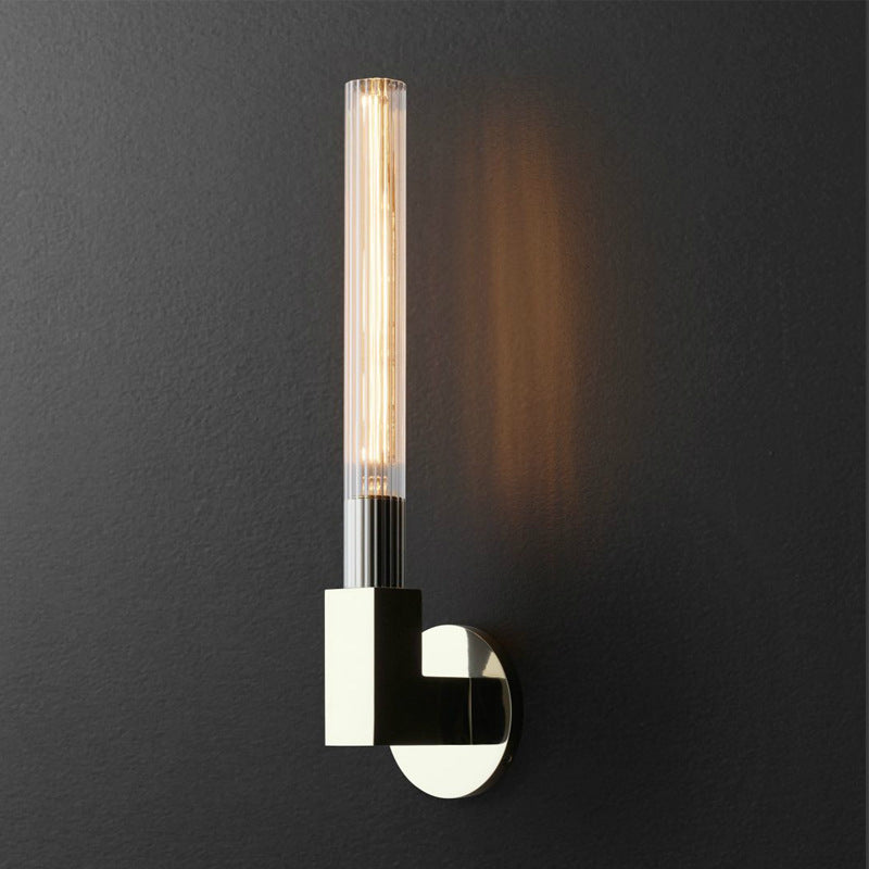 Kristy Indoor Wall Lamp Glass Brass Mid-century Restaurant Bedroom - Lamp Copper