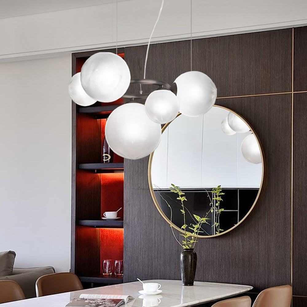 Valentina Modern Designe Wave Metal/Glass Pendant Light, White/Gold - Lamp Copper