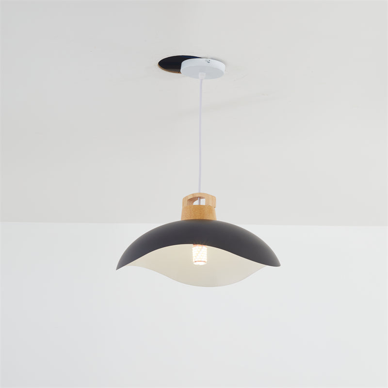 Valentina Colorful Shade Single Pendant Lights, Wood & Metal - Lamp Copper