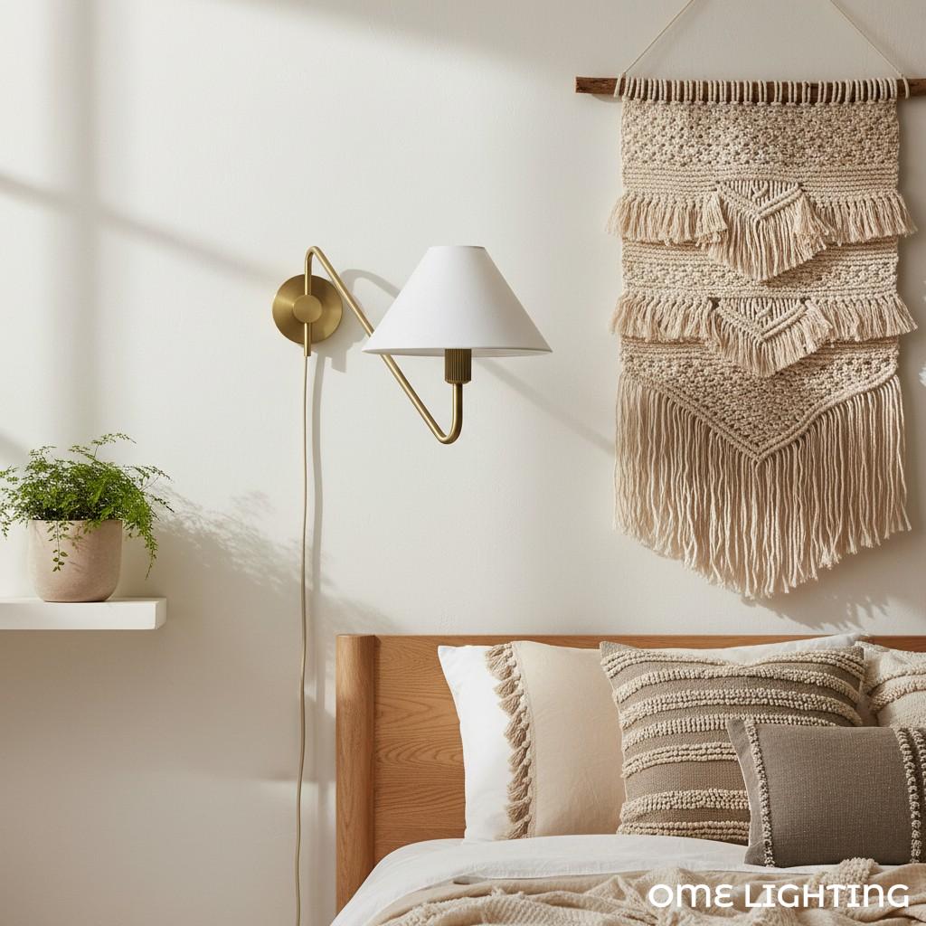 Vector Wall Lamp Brass&Fabric Plug-in