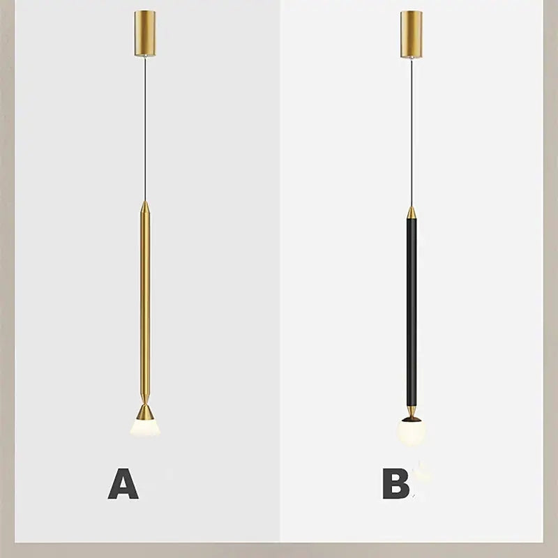 Auri Linear Metal Pendant Light Bedside, Black & Gold - Lamp Copper