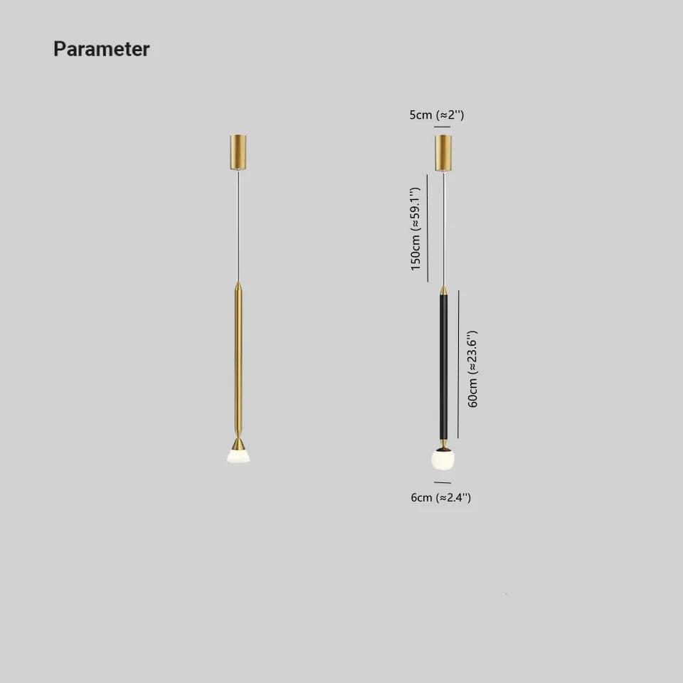 Auri Linear Metal Pendant Light Bedside, Black & Gold - Lamp Copper