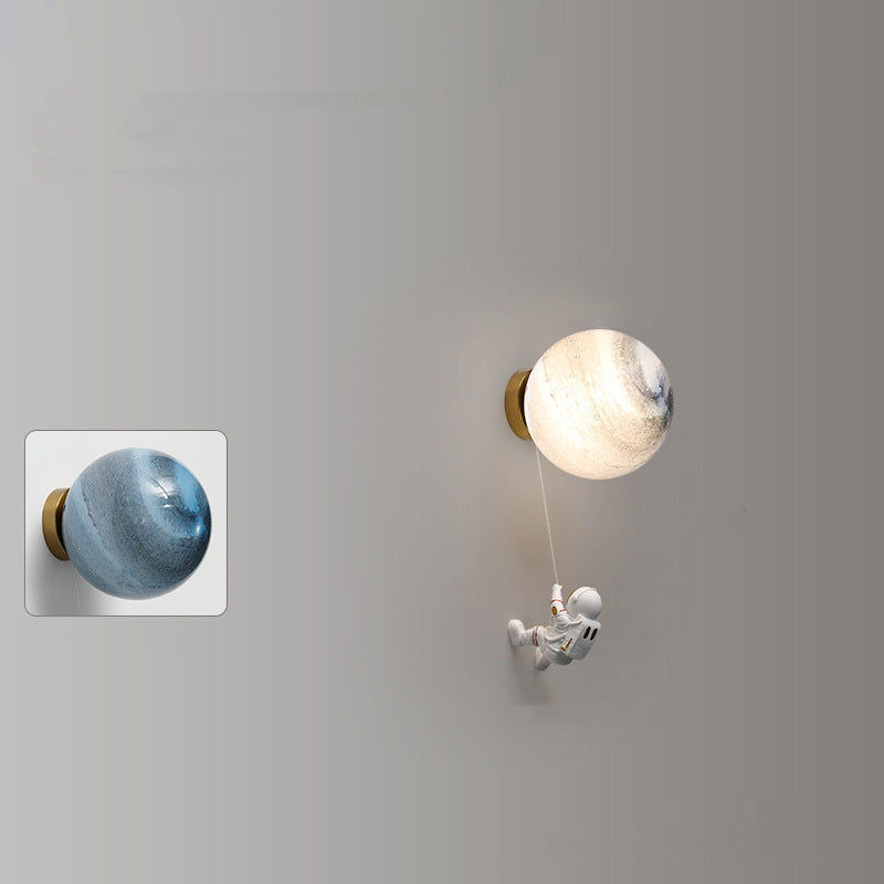 Aria Modern Moon LED Indoor Wall Lamp White Resin Kid's Room - Lamp Copper