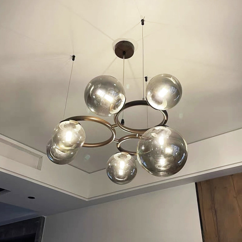 Valentina Modern Designe Wave Metal/Glass Pendant Light, White/Gold - Lamp Copper