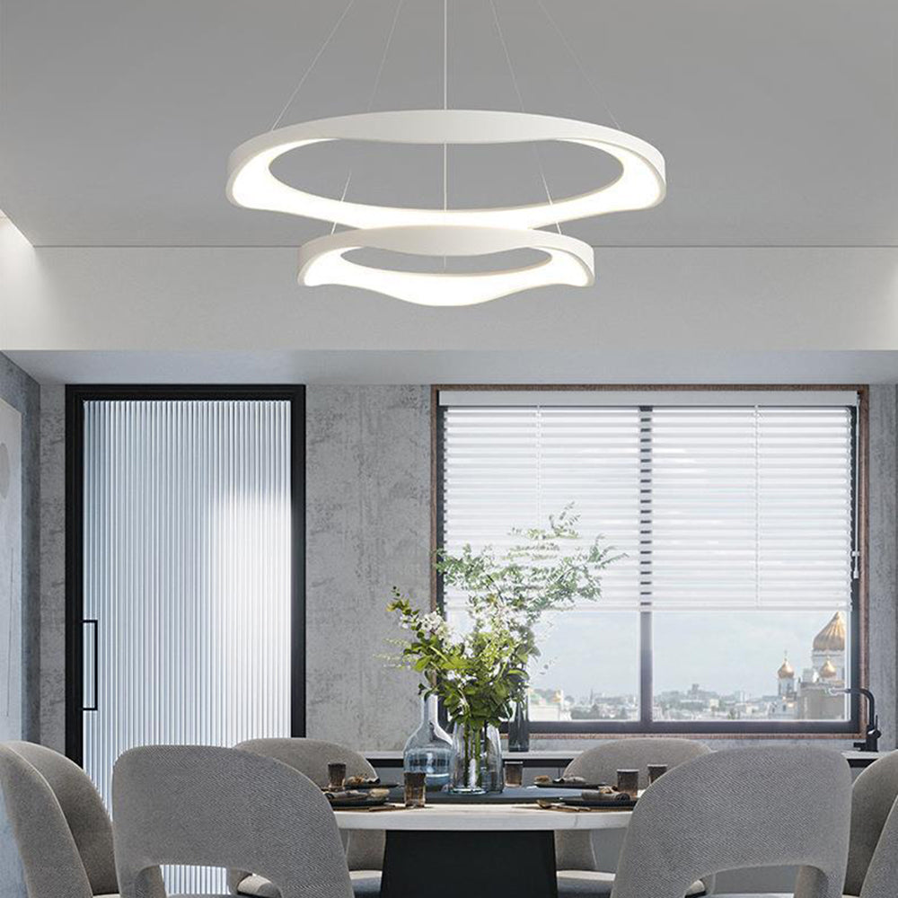 Arisha Pendant Light Rond Modern, Black/White, Dining Room - Lamp Copper