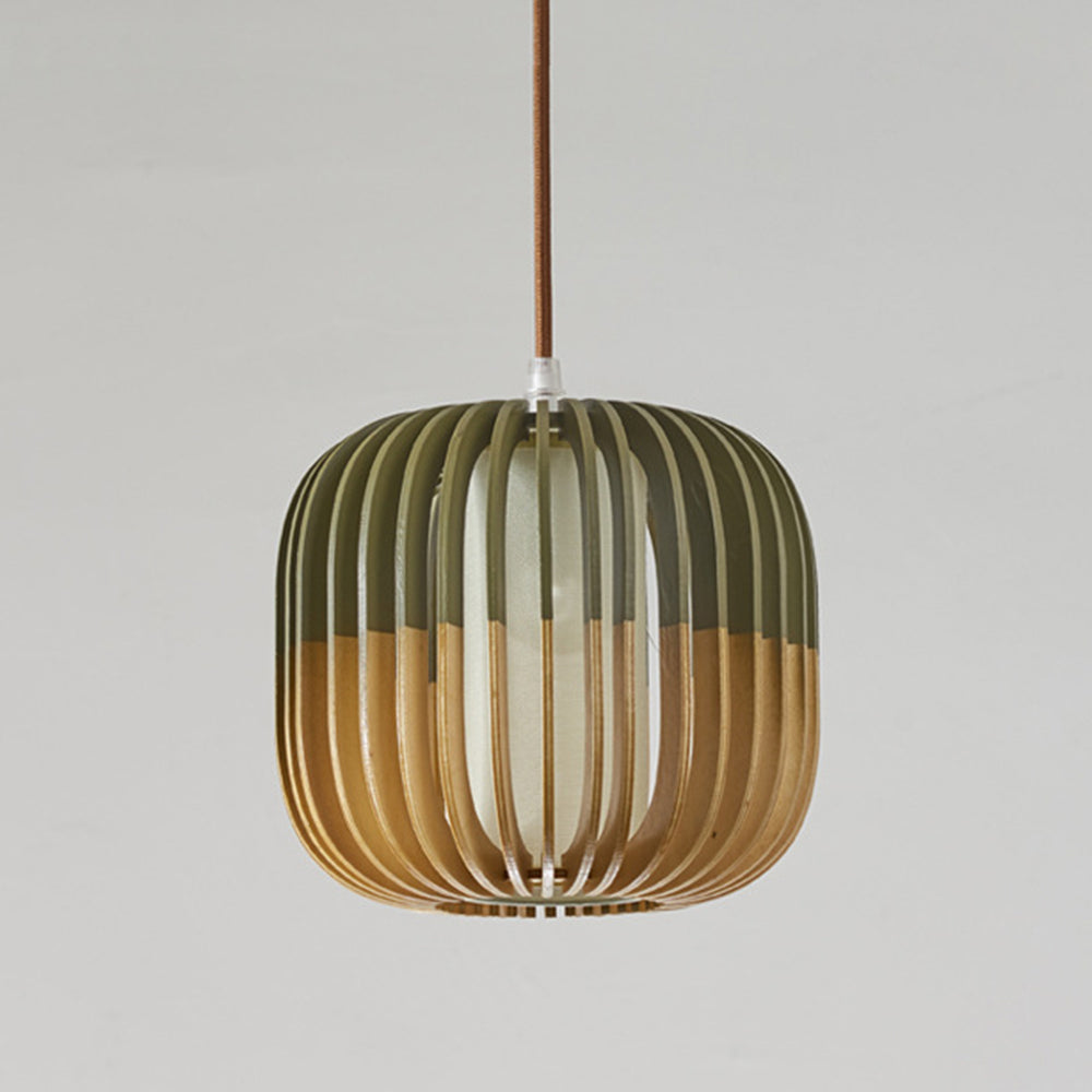 Muto Modern Birdcage Wood Pendant Light - Lamp Copper