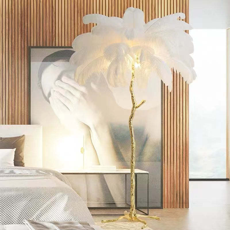 O'Moore Nordic Luxury Unique Ostrich Feather Floor Lamp/Table Lamp - Lamp Copper