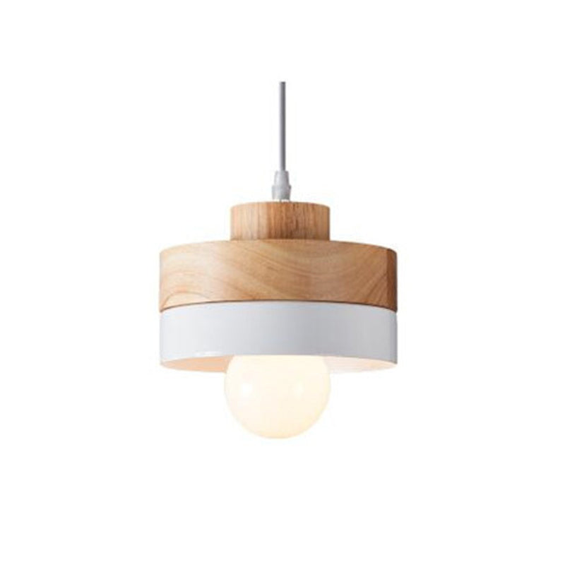 Aria Minimalist Black & White Wood Geometric Pendant Light - Lamp Copper