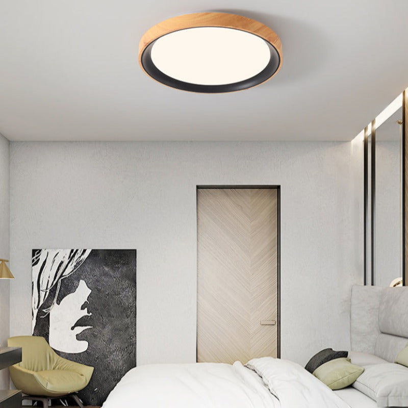Arisha Modern LED Flush Mount Ceiling Light White Wood Kitchen - Lamp Copper