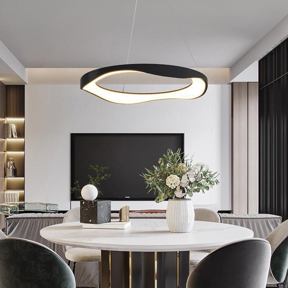Arisha Pendant Light Rond Modern, Black/White, Dining Room - Lamp Copper