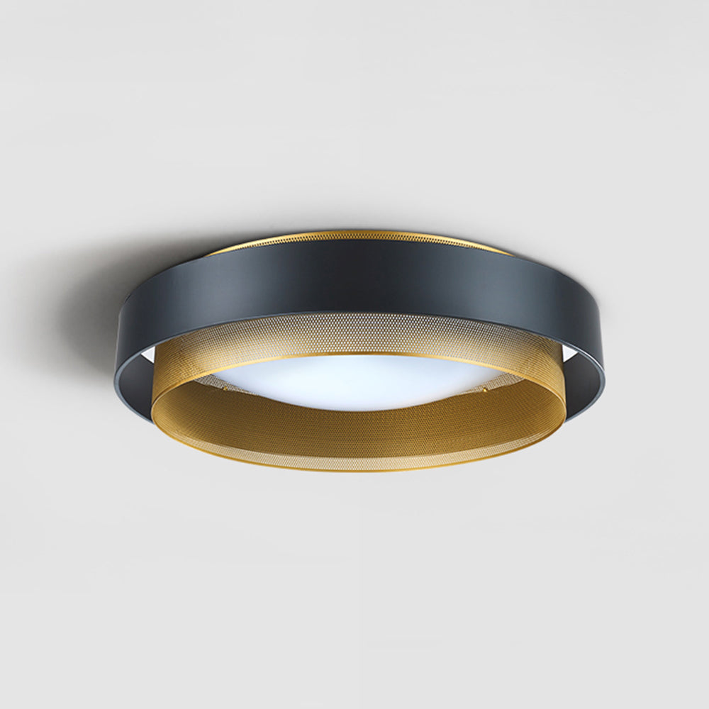 Arisha Modern Ring Metal/Acrylic Flush Mount Ceiling Light, White/Black - Lamp Copper