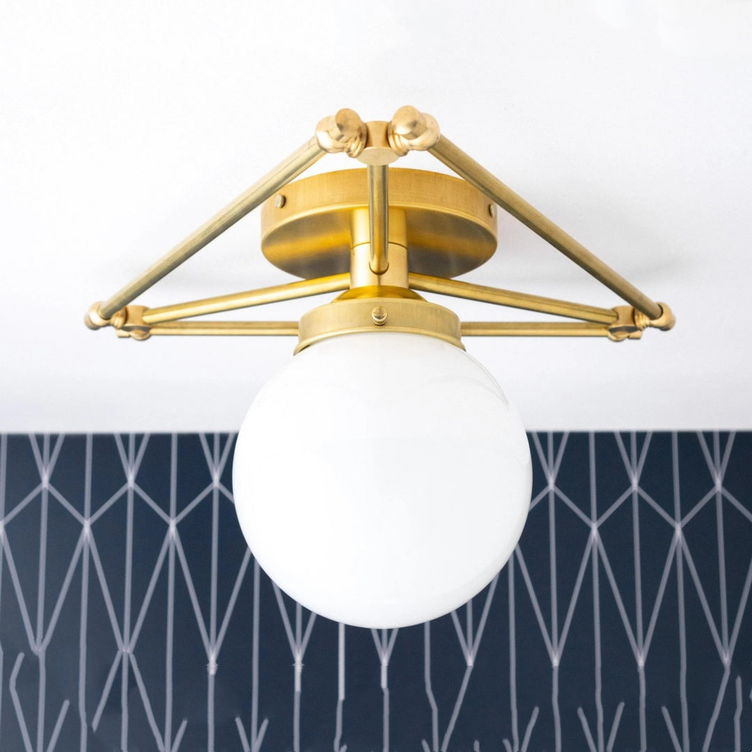 Pearl  Geometric Brass Flush Mount Ceiling Light