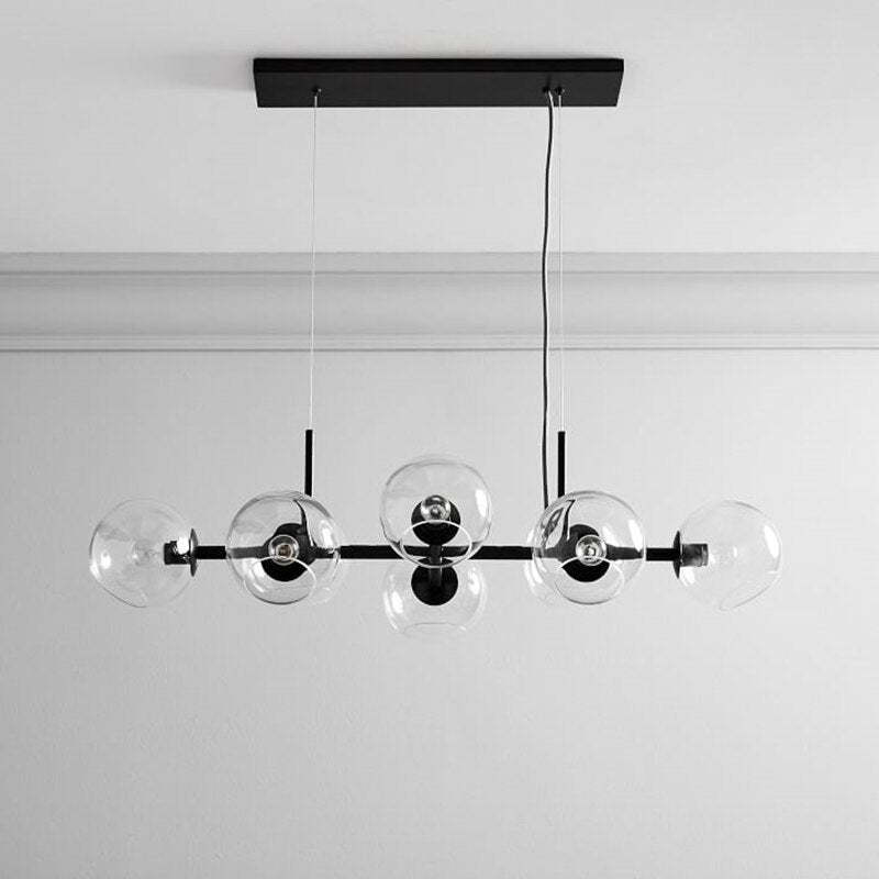 Valentina Modern Glass Globe Bubble Pendant Light Black/Gold - Lamp Copper