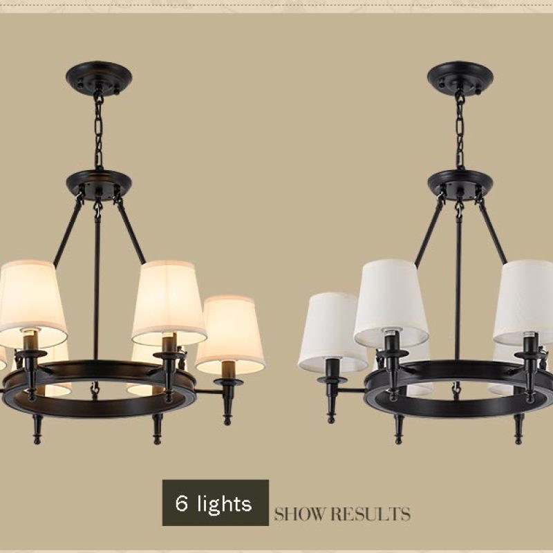 Silva vintage Ring Metal/Fabric Chandelier, Black/Copper - Lamp Copper