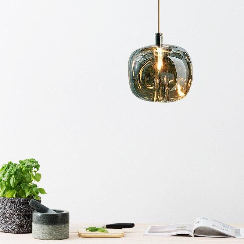 Valentina Modern Bubble Glass LED Pendant Light, Amber/Clear/Gray - Lamp Copper