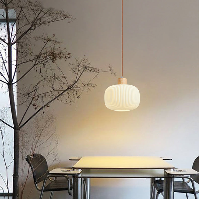 Muto Modern Wood/Glass Pendant Light, White - Lamp Copper
