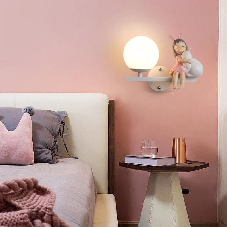 Aria Modern Metal/Glass Wall lamp, White & Pink - Lamp Copper