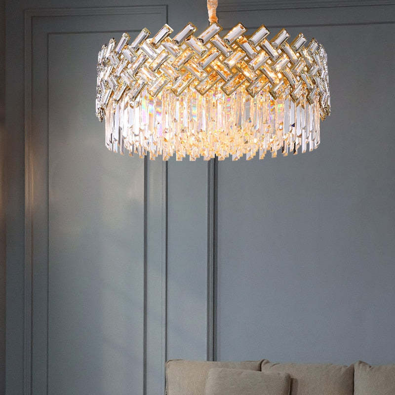 Kristy Luxury Gold Chandelier, Crystal & Metal - Lamp Copper