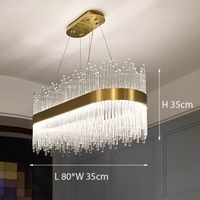 Kristy Modern Round/Rectangular Chain Chandelier, Gold - Lamp Copper