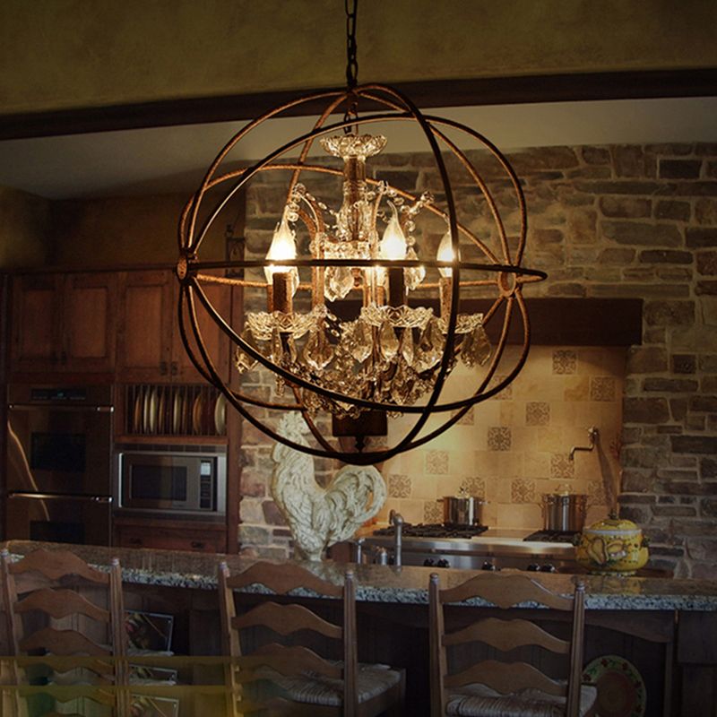 Kristy Rustic Vintage Candle Metal Pendant Light Black/Rust Bedroom - Lamp Copper