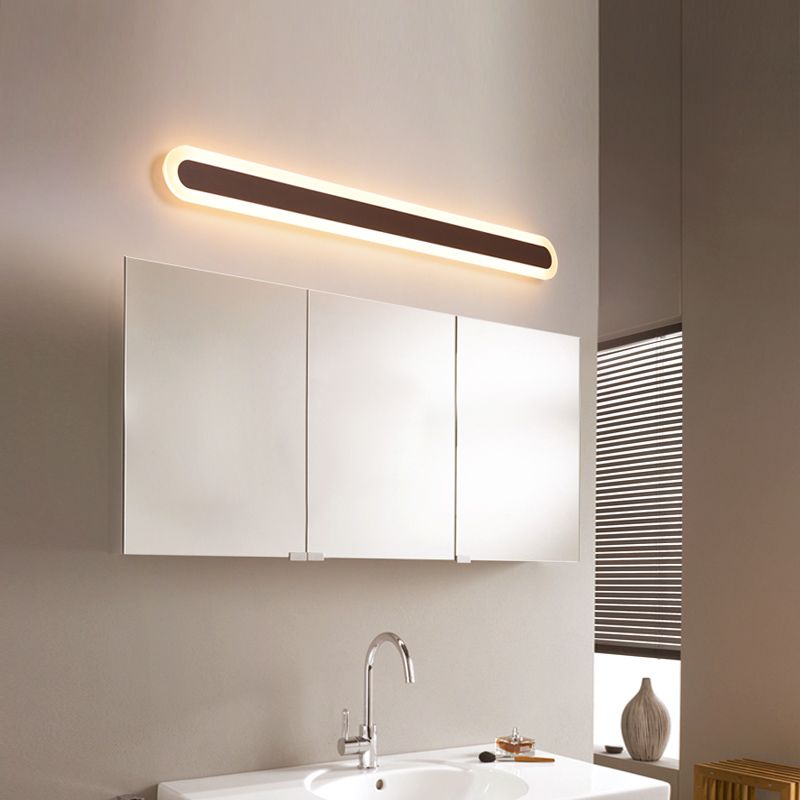 Arisha Modern Linear Vanity Wall Lamp, White/Brown, Bathroom - Lamp Copper