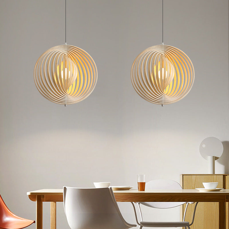 Muto Japanese LED Pendant Light Black/Gold Wood Bedroom/Bar - Lamp Copper