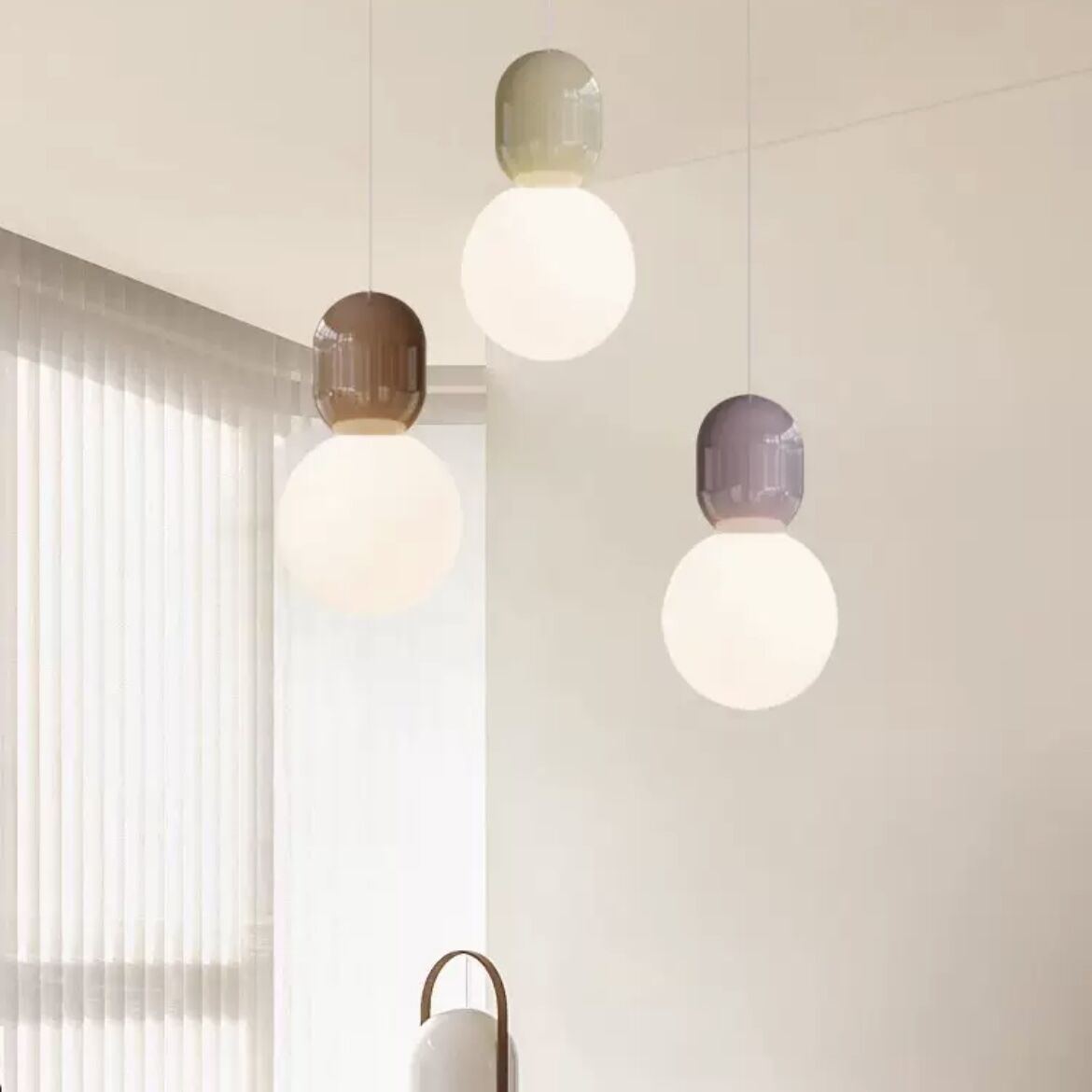 Valentina Modern Minimalist Glass/Metal Pendant Light Dining Room - Lamp Copper