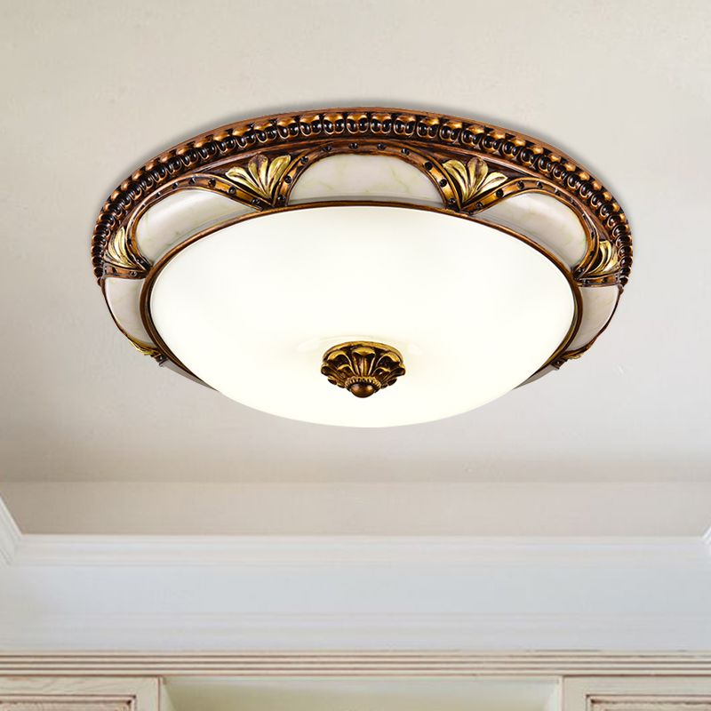 Epoch Floral Retro Antique Brass Flush Mount Ceiling Light - Lamp Copper