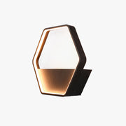 Ray Minimalist Hexagonal Ring With Shelf Metal Outdoor Wall Lamp, Black - Lamp Copper