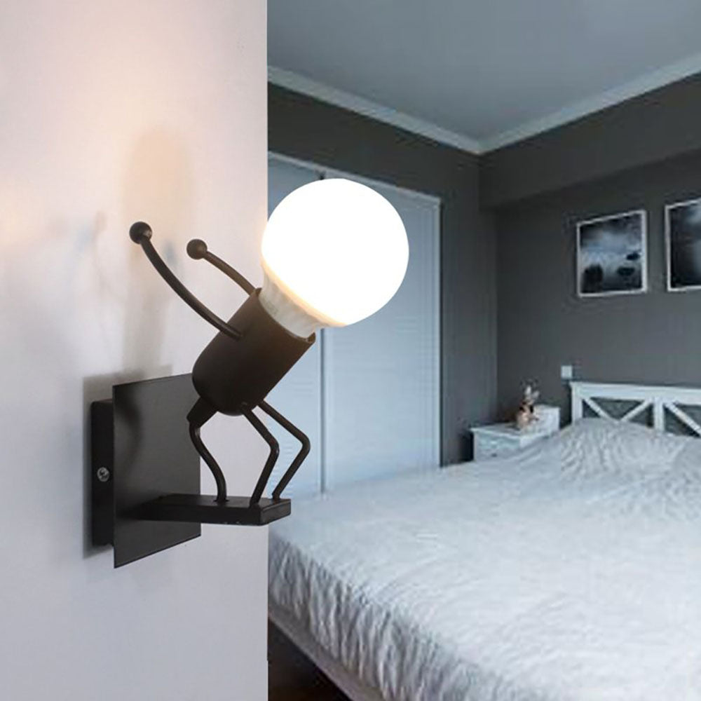 Arisha Modern Decorative Man Metal Wall Lamp, White/Black - Lamp Copper